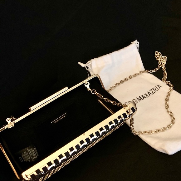 BCBG MACAZRIA Mina Cage Clutch - Gold and Black - Picture 2 of 8